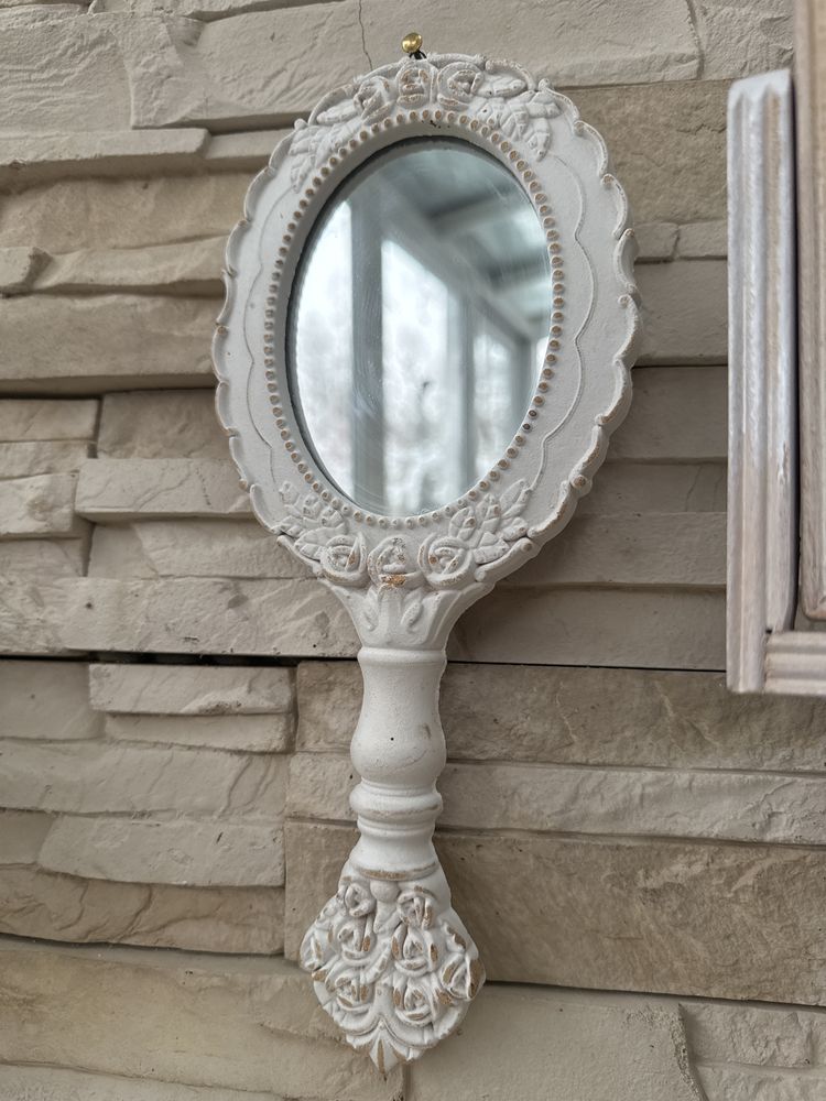 Lustro lusterko Vintage drewno Boho 3 szt