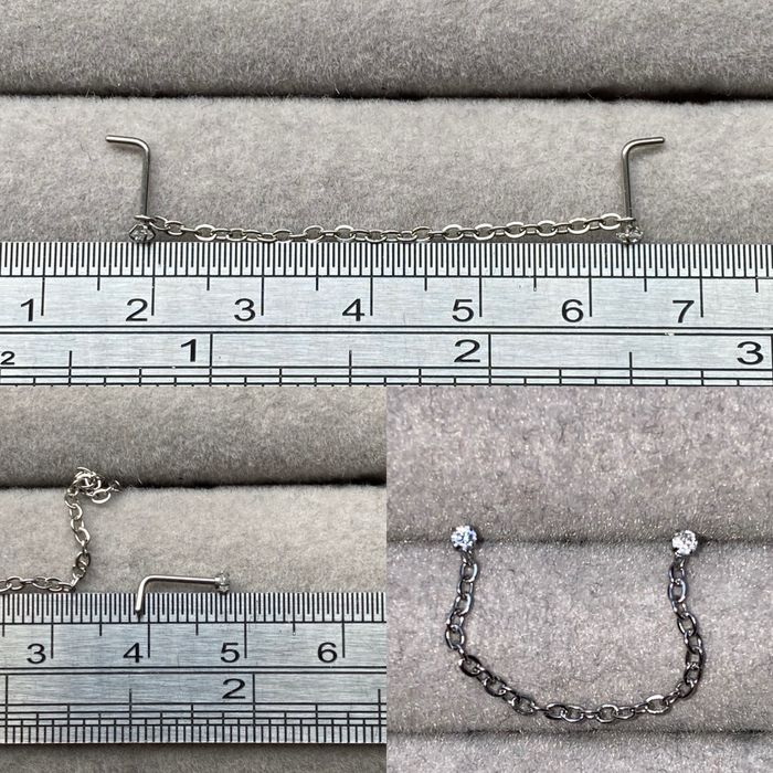 Unisex podwójny nostril 20 G piercing 7 mm stał nierdzewna