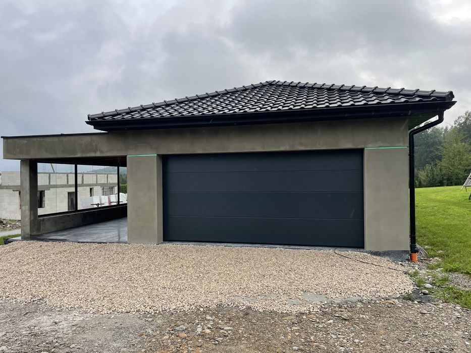 Brama garażowa segmentowa 5000x2125 antracyt brązowa biała