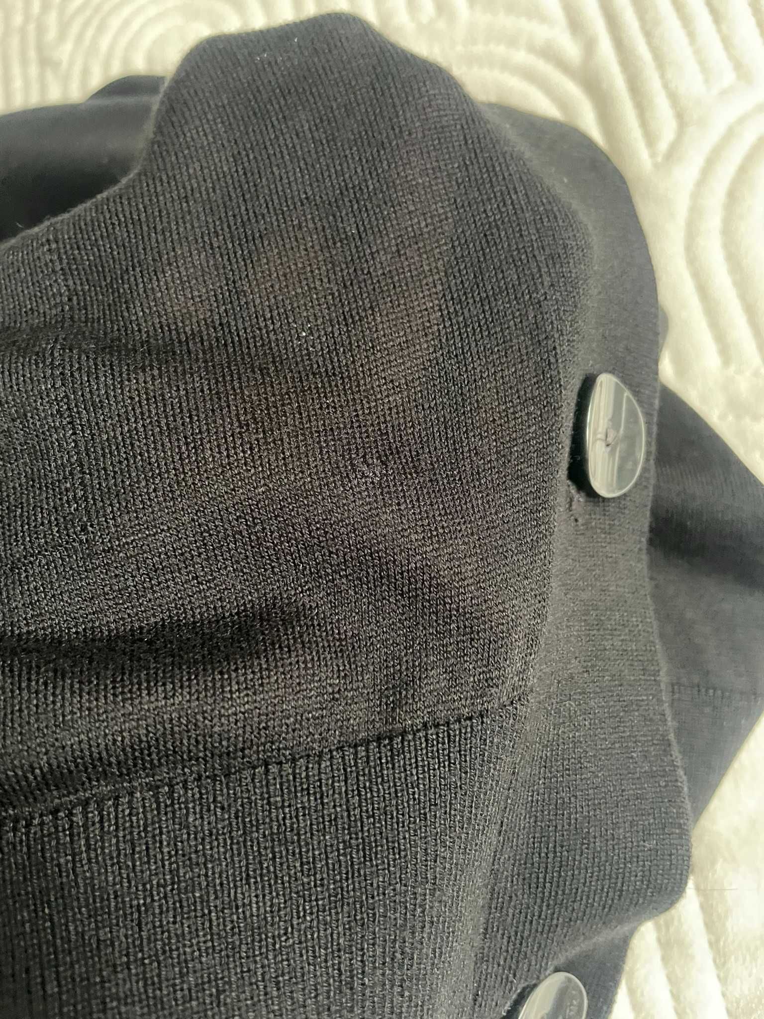 Zara kardigan czarny sweter długi cienki kieszenie wiskoza S 36 M 38