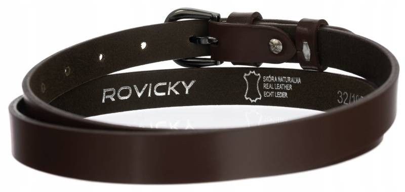 klasyczny, wąski pasek damski ze skóry naturalnej - rovicky