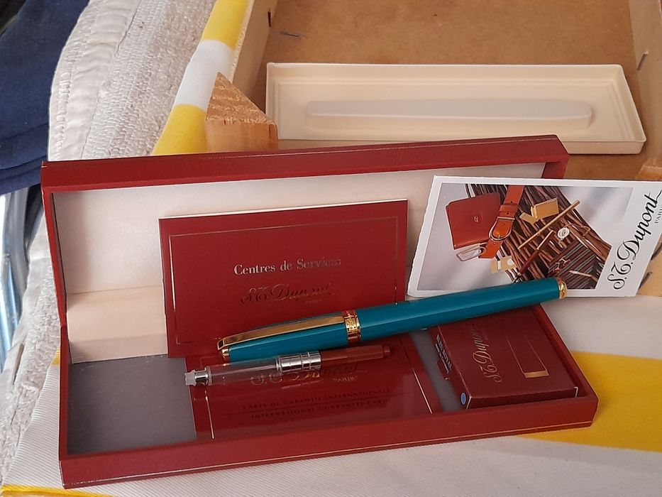 Caneta tinteiro STDupont Fidélio laca verde e ouro