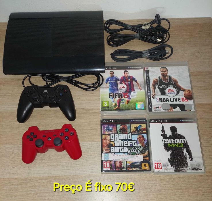 Ps3 Super Slim de 12 GB + 2 Comandos + 4 Jogos Incluindo