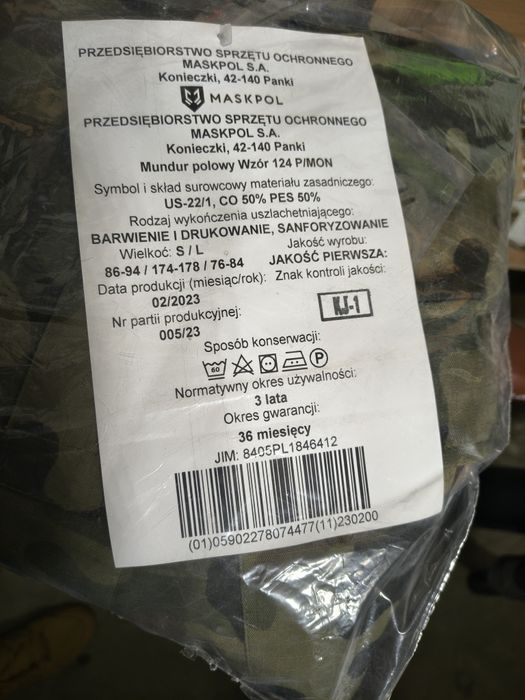 Sprzedam Nowy mundur polowy wz 124P/MON rozm S/L zimowy