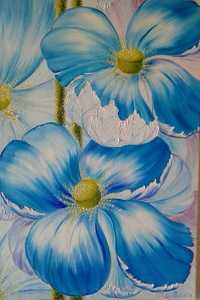 картина маслом на холсте"Голубые цветы" р 40*60