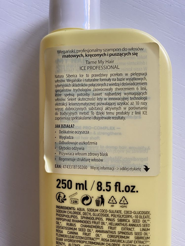 Szampon Natura Siberica Ice Tame my hair zółty