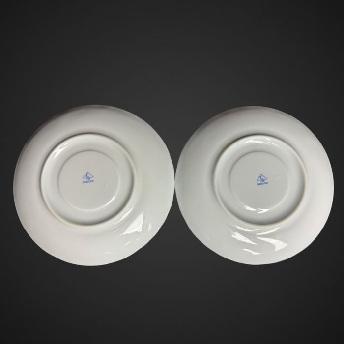 2x Filiżanka ze spodkiem ćmielów rococo złota linia B5/020202