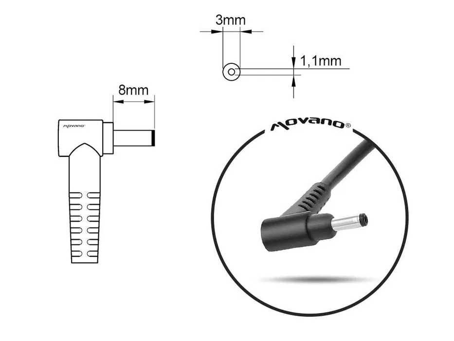 Zasilacz Ładowarka Movano 19v 3.42a 3.0x1.1 Acer Aspire Extensa Iconia