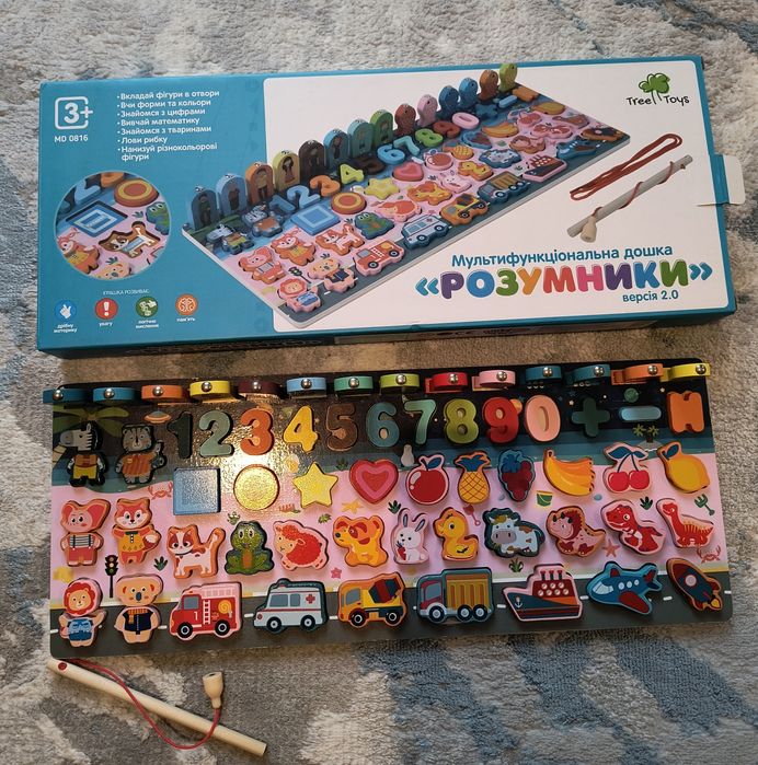 Дошка Розумники сортер магнітна рибалка дерев'яні деталі в коробці