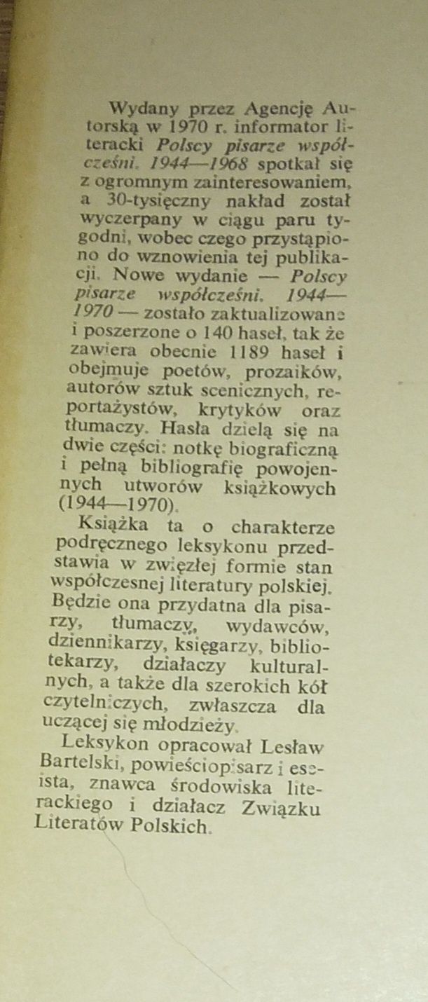 Polscy pisarzem współcześni - Lesław M. Bartelski