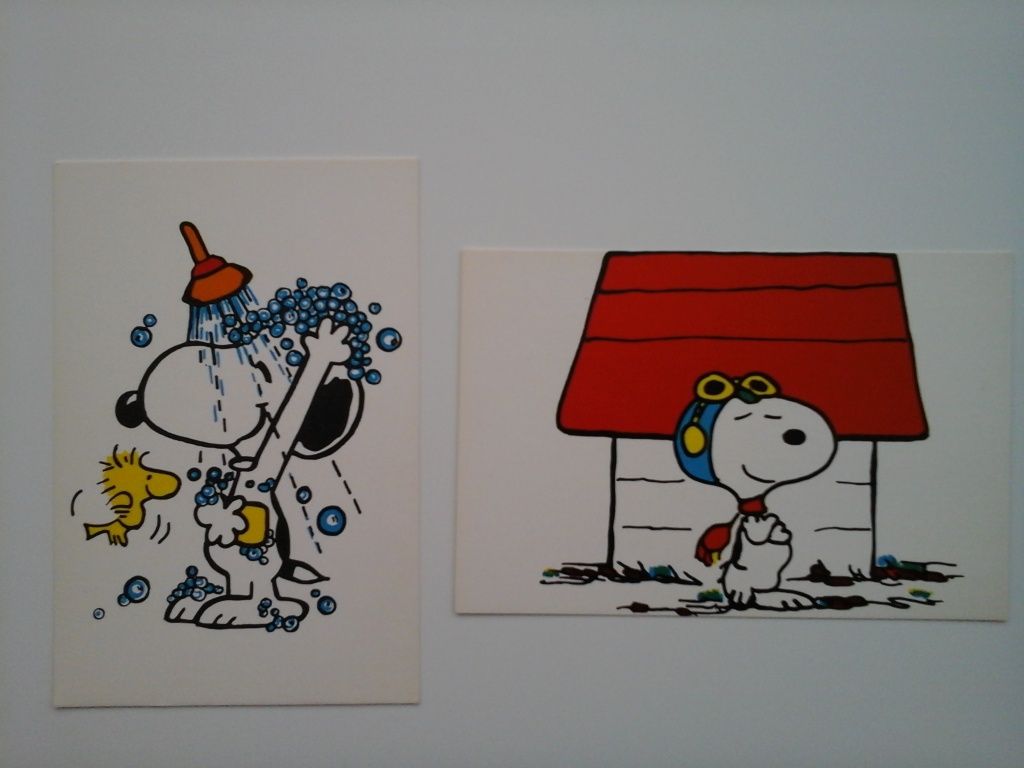 Conjunto de 8 postais do Snoopy, dos anos 80