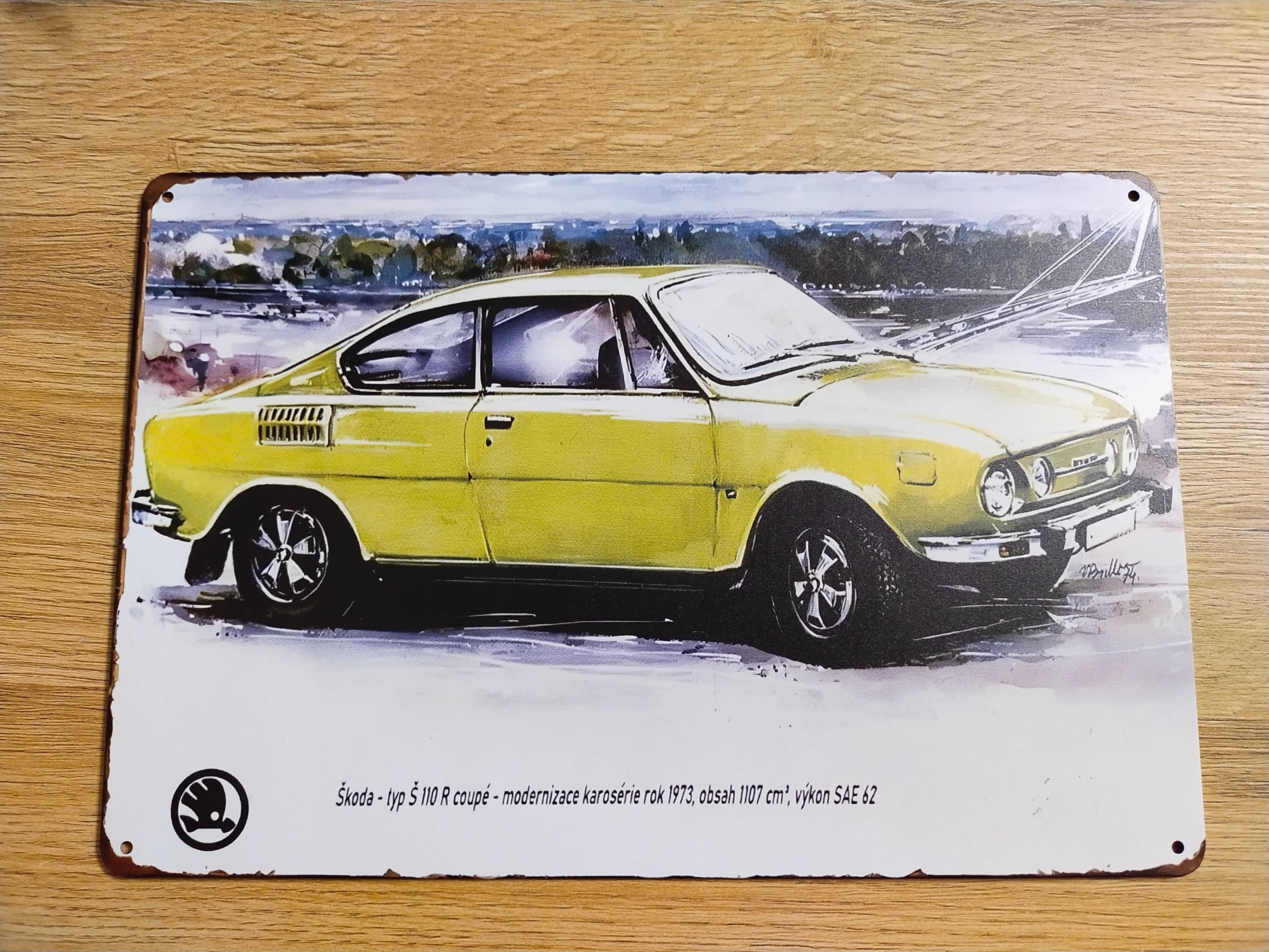 tabliczka , plakat metalowy Skoda 110R  RETRO , PRL , VINTAGE