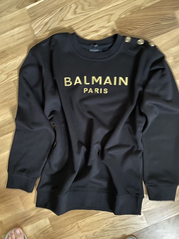 Balmain Paris bluza czarna złote logo i guziki r.L