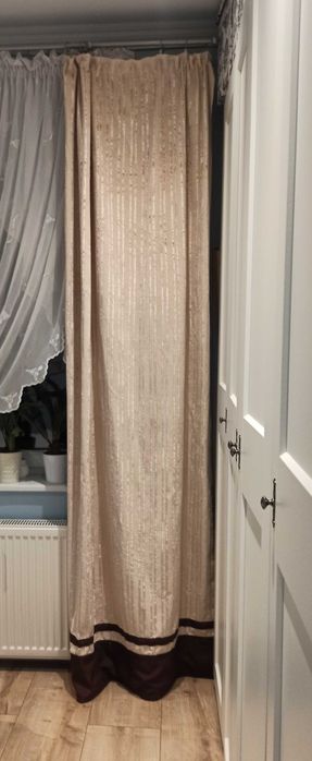 grube eleganckie beżowobrązowe zasłony 2szt.