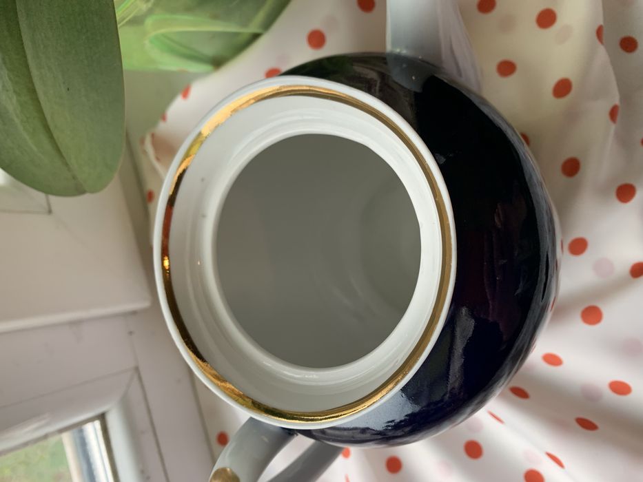 Чайник большой. Кобальт, позолота