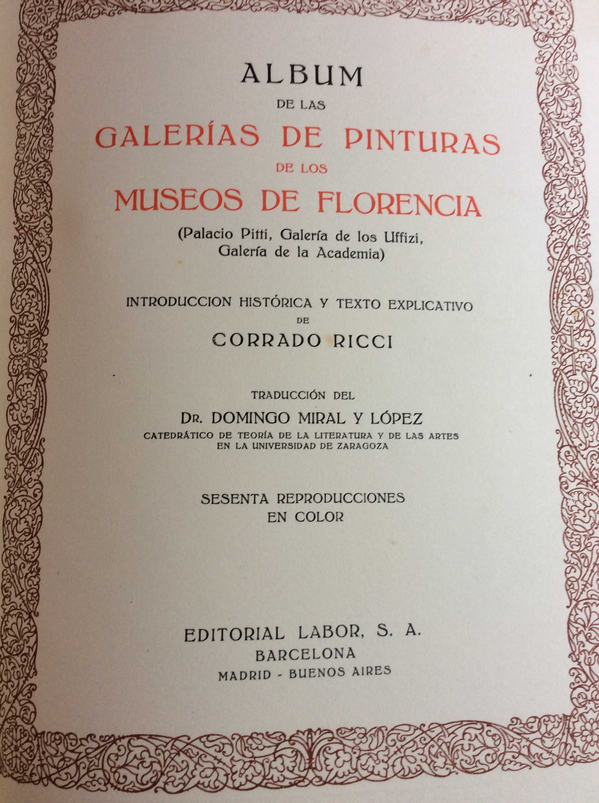 Album de la galería de pinturas Museos de Florencia ...