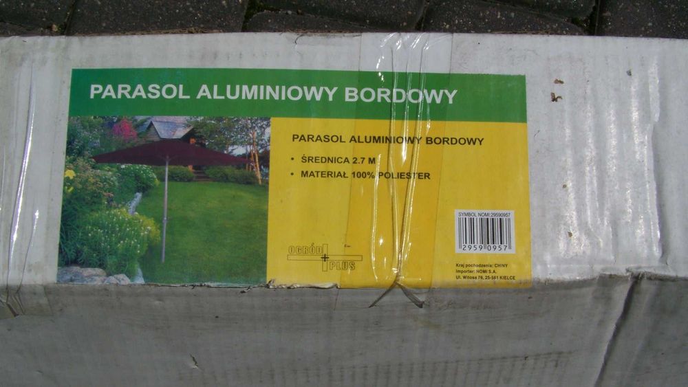 parasol ogrodowy  bordowy 2,7m  aluminiowy, jak nowy