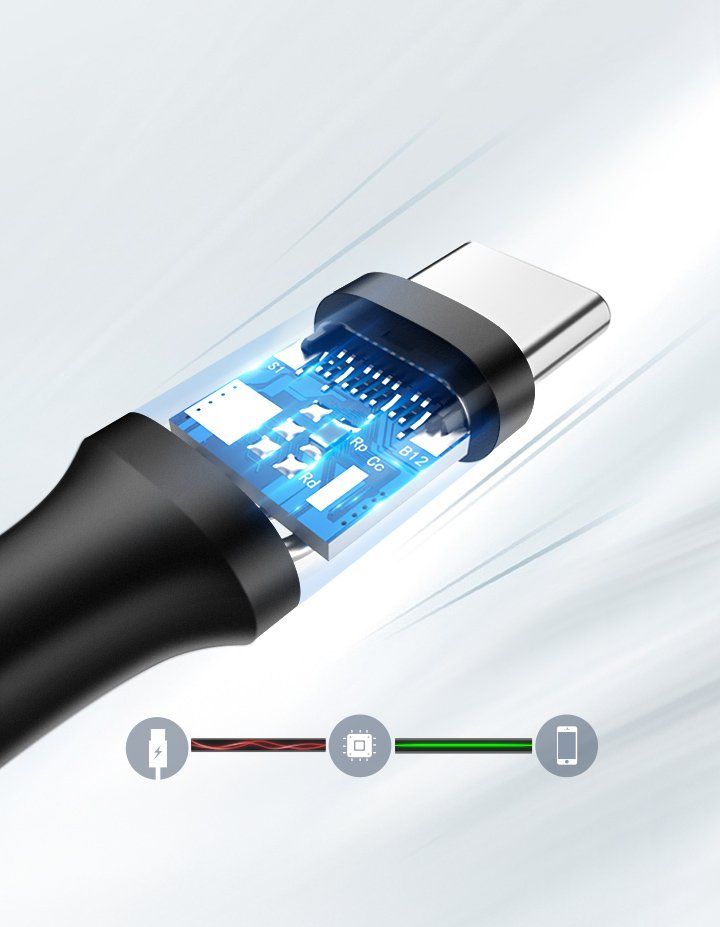 kabel przewód usb - usb-c 2a 1m czarny