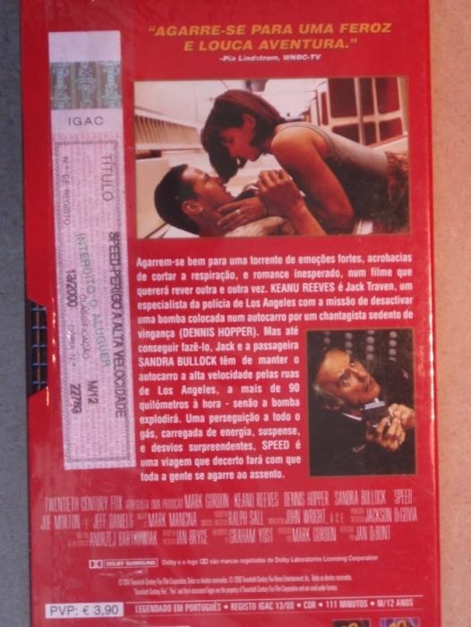 Filme VHS, Speed, Perigo a Alta Velocidade - a estrear