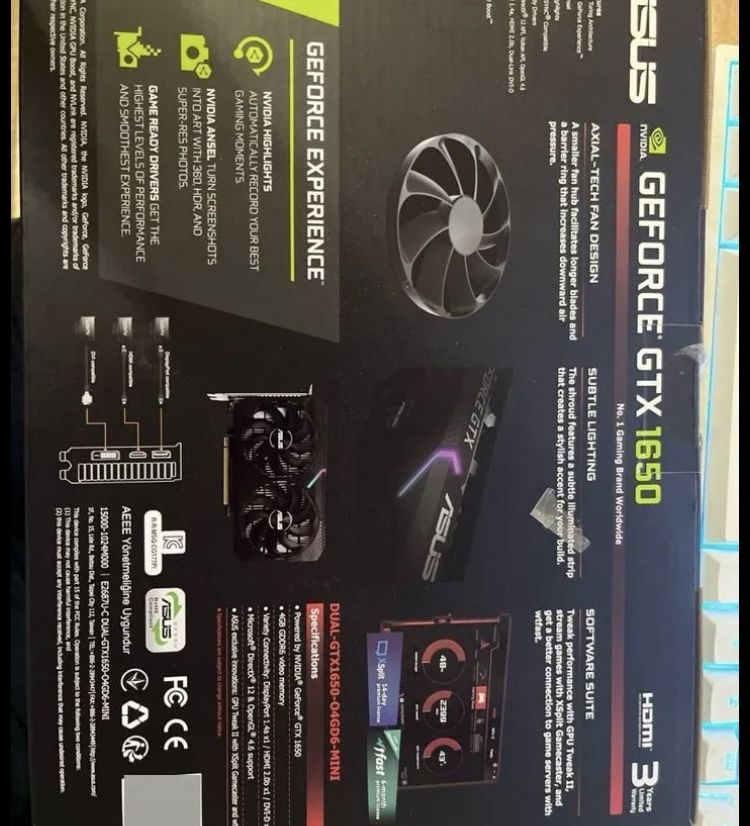 Видеокарта asus nvidia GeForce GTX 1650 dual-GTX16