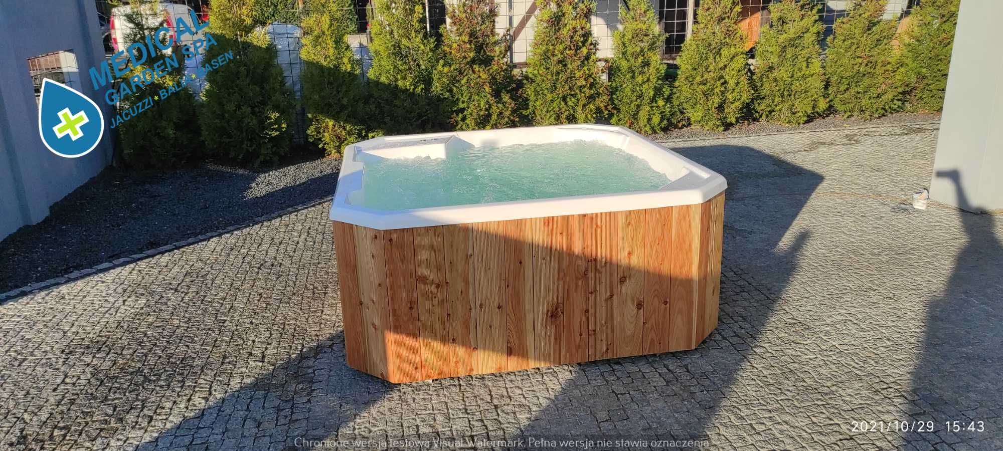 OD RĘKI Jacuzzi 2 x masaż, grzałka LED basen balia transport jakuzzi