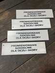 Tabliczki aluminiowe Prl Promieniowanie szkodliwe dla oczu i skóry
