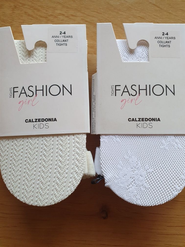 2 szt rajstopy Calzedonia kids 2/4 białe i kremowe