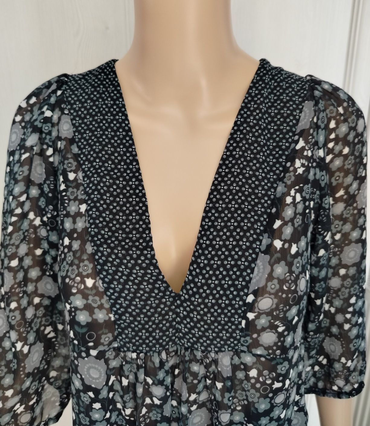 XS S M oversize atmosphere tunika plażowa vintage hippie etno szyfon