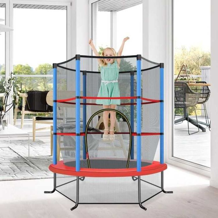 Trampolina dla dzieci z siatką i klapą 165 x 165 x 161 cm