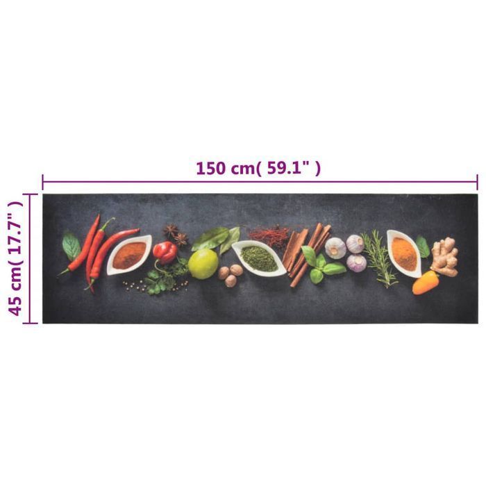 vidaXL Dywanik kuchenny, wzór w przyprawy, 45x150 cm, aksamit