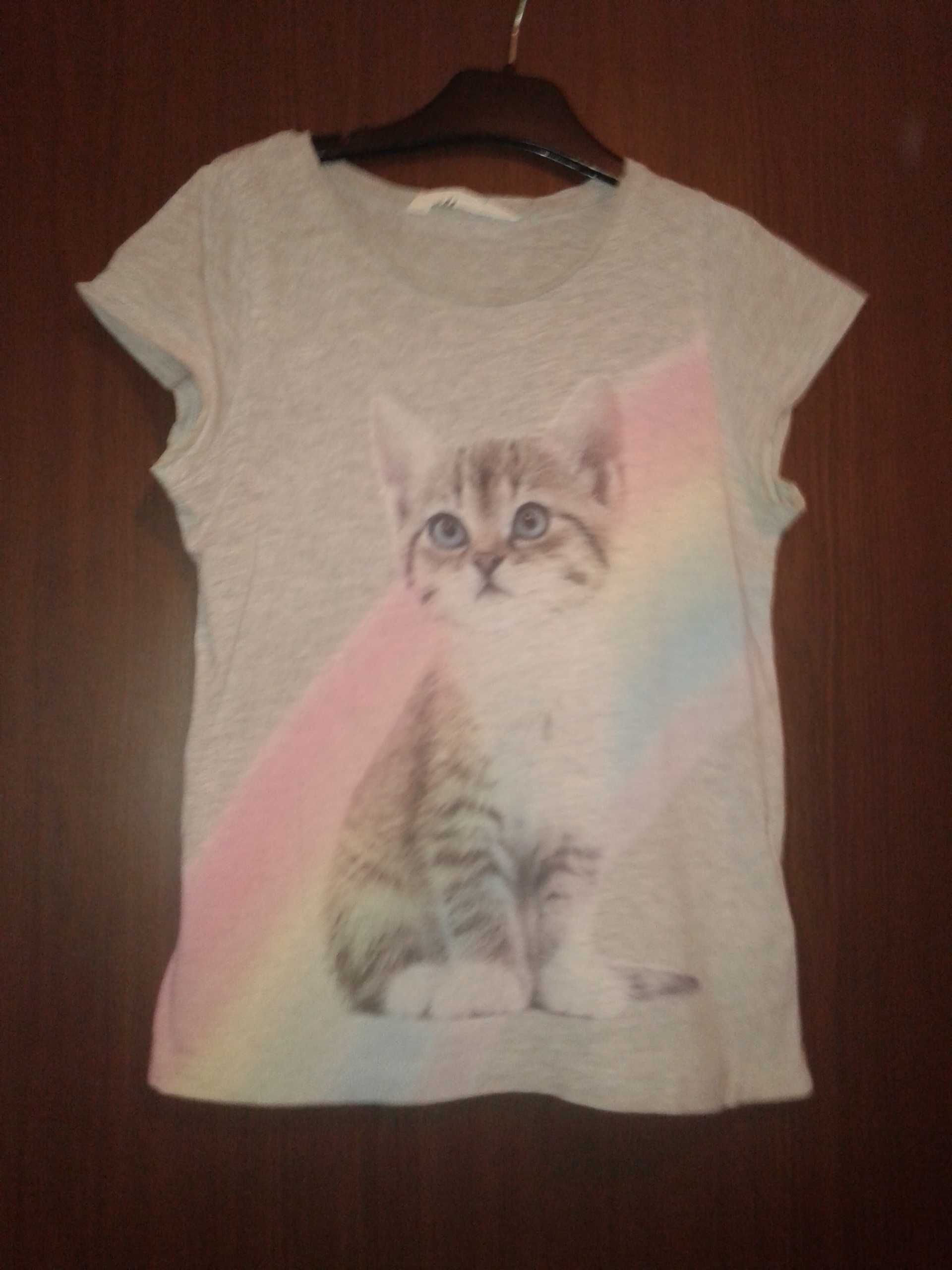 Bluzka dziewczęca krótki rękaw 134/140 H&M