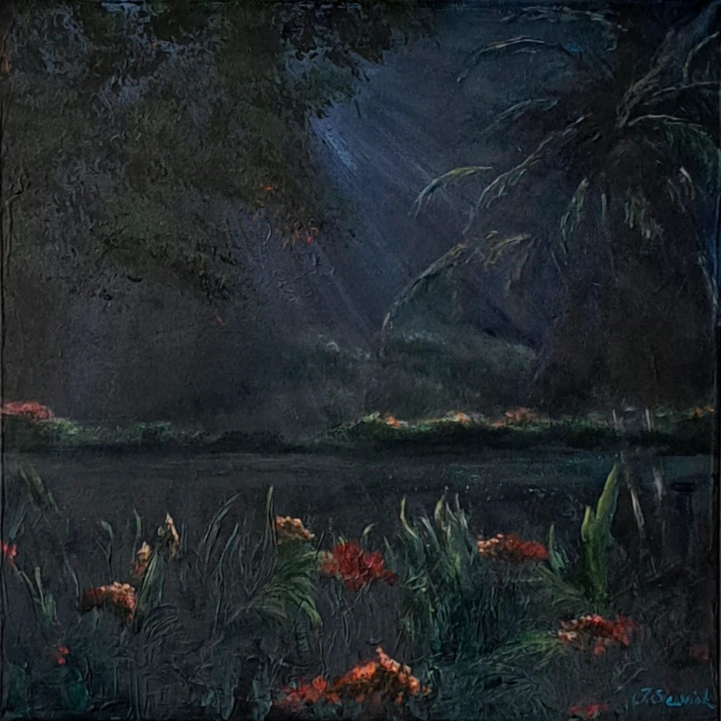 Ręcznie malowane "Noc w tropikach"