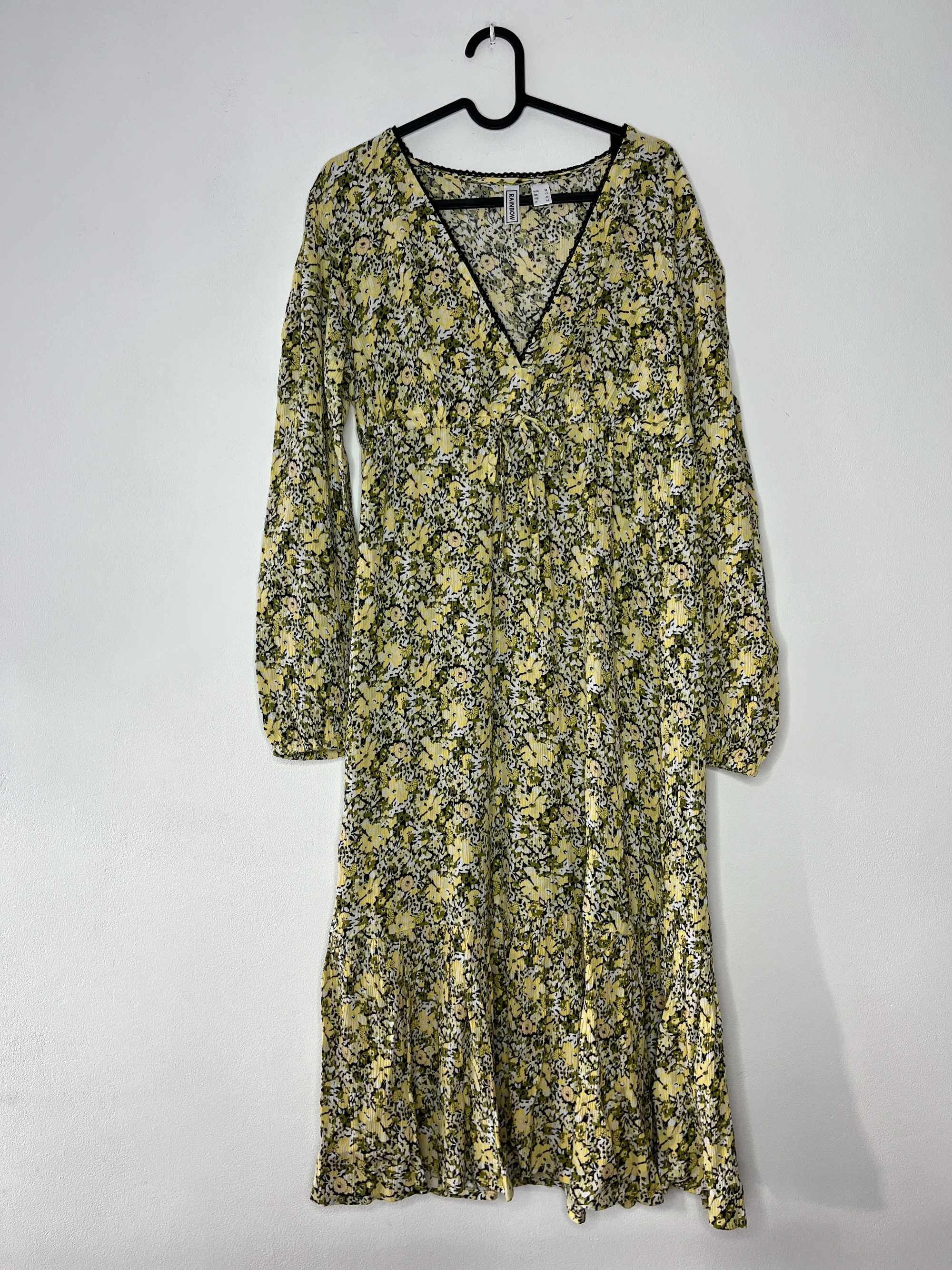 Kolorowa wzorzysta sukienka midi z wiskozy Bonprix rozmiar M