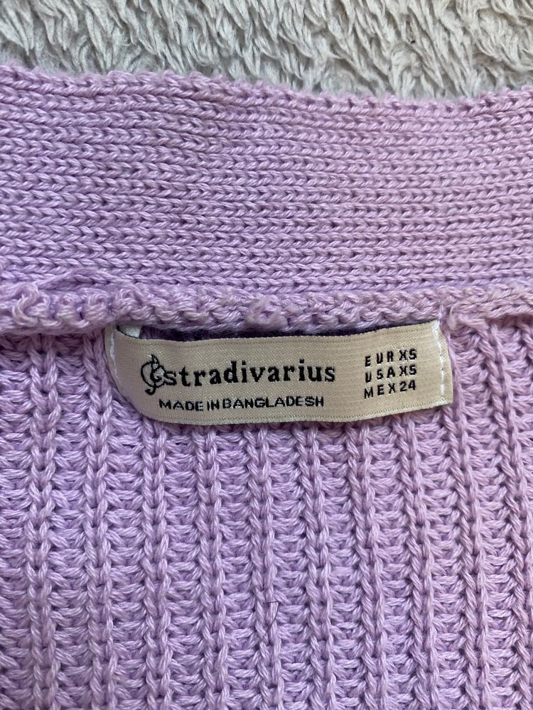 sweter kardigan z guzikami fioletowy stradivarius XS