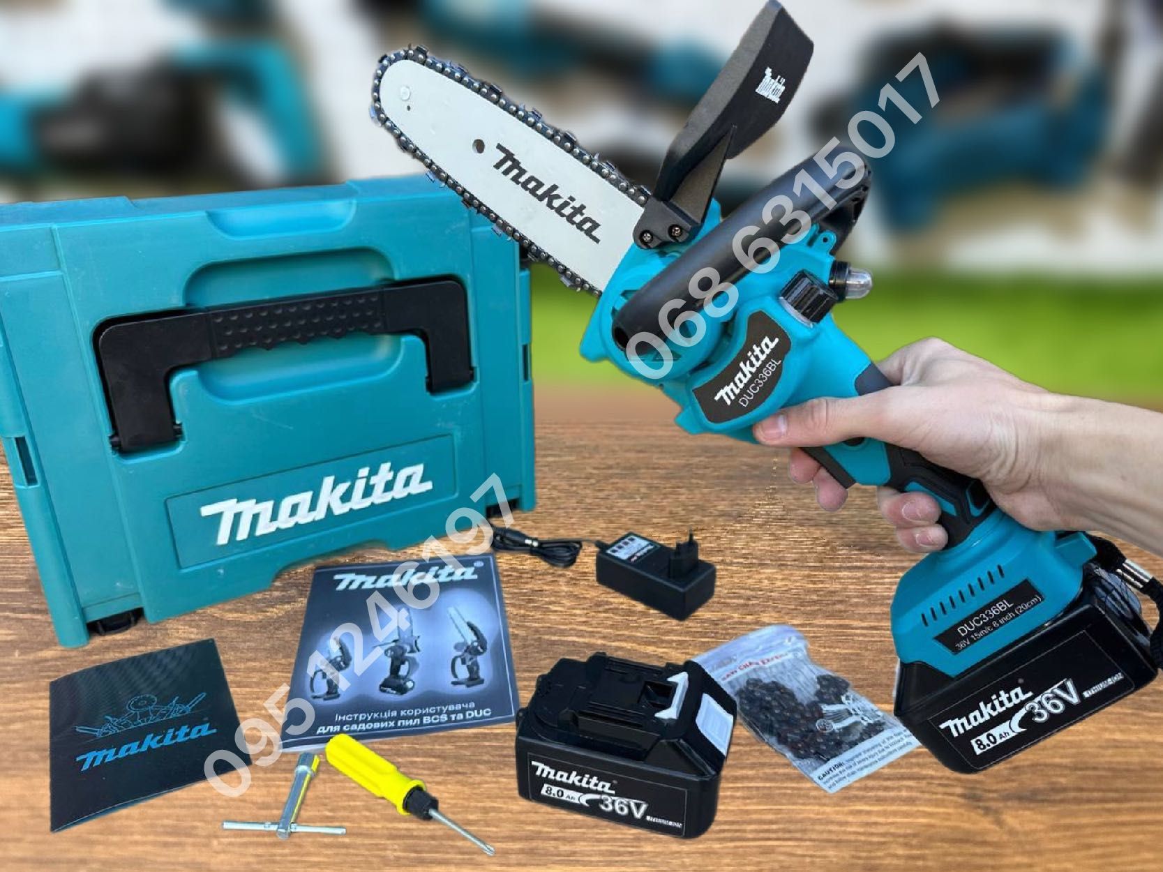 Аккумуляторная мини пилка Makita DUC336BL 36V 8Ah садовая пила 2 цепи