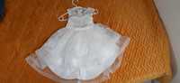 Sukienka dziewczęca do chrztu, wesele, biała rozmiar 70