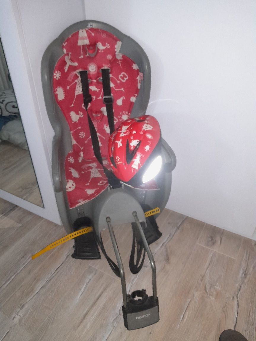 Fotelik rowerowy Hamax + kask
