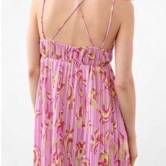 Сарафан летний плиссе платье короткое розовый zara s