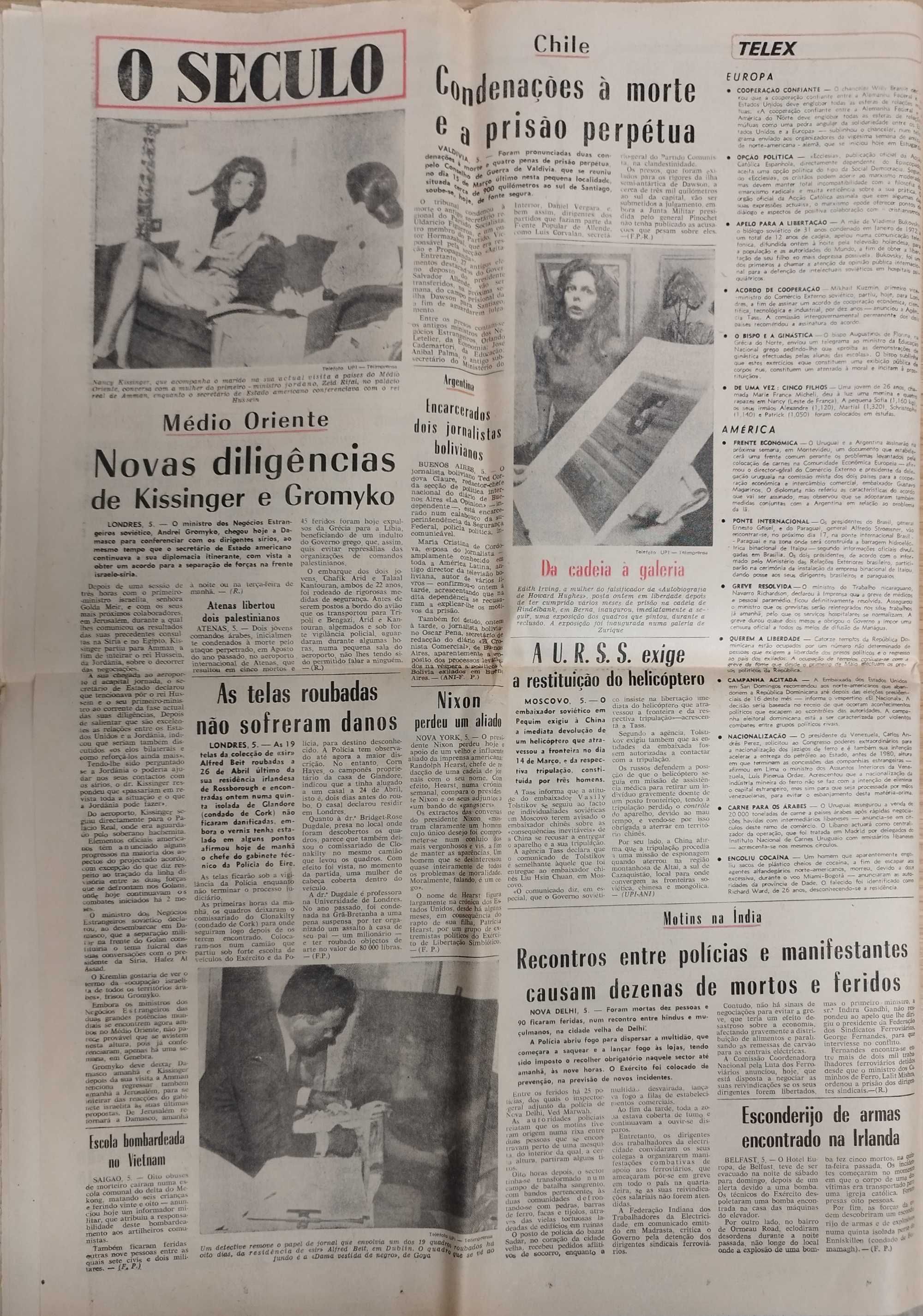 Jornal "O Século" 6 de maio 1974- após 25 abril 74