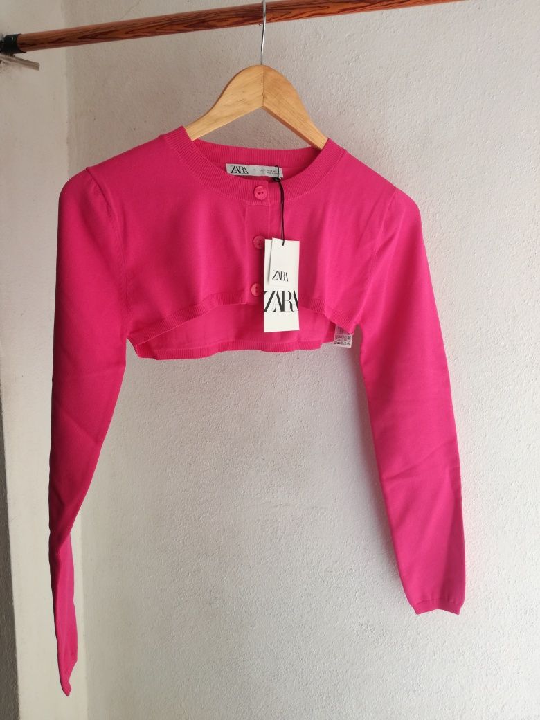 Casaco curto rosa Zara M