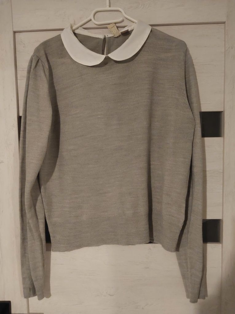 Sweterek bluzka cienki z kołnierzykiem pensjonarka 40 M H&M