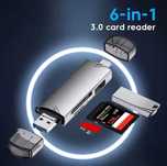Leitor de cartões 6 em 1 com USB 3.0