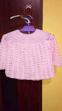 Sweter elegancki różowy niemowlęcy dla dziewczynki 74 chrzest roczek k