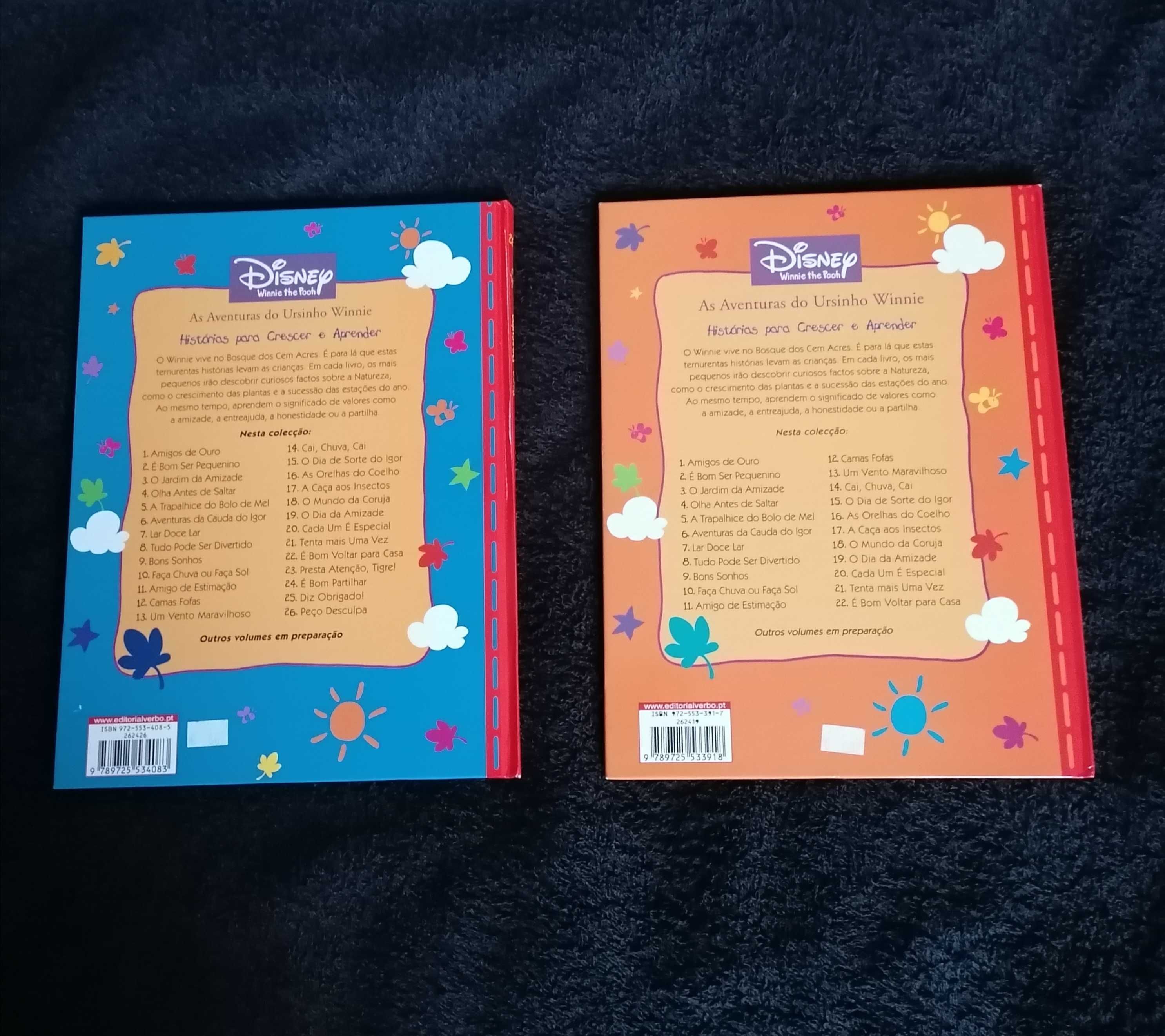 2 livros As aventuras do ursinho winnie Disney 5 € ou 3€ cada.
