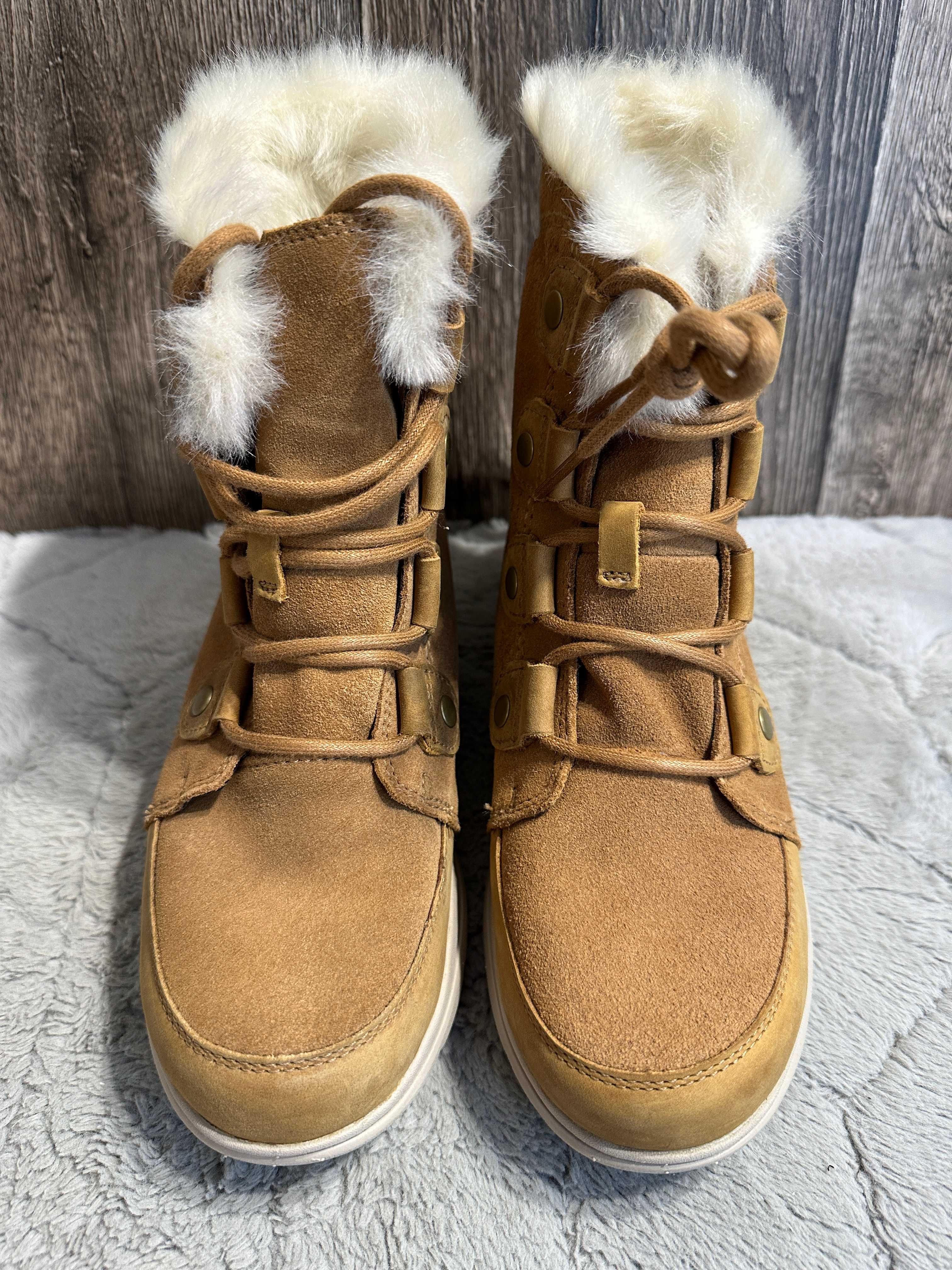 Buty botki śniegowce damskie skórzane sorel explorer joan 38