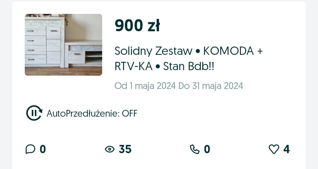 Solidny Zestaw • KOMODA + RTV-KA • Stan Bdb!!