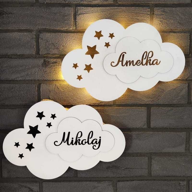 lampka LED z imieniem – ozdoba do pokoju dziecięcego Chmurka
