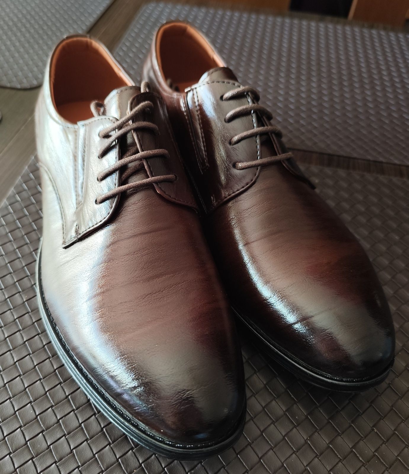 Buty męskie eleganckie wizytowe brązowe 42 cieniowane