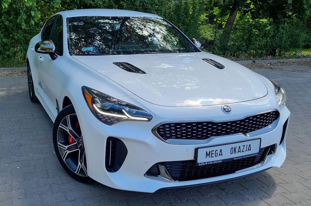 Kia Stinger 3.342 cm3, 366 KM V6, GT, skóry, navi, biała perła, RWD, IDEAŁ!