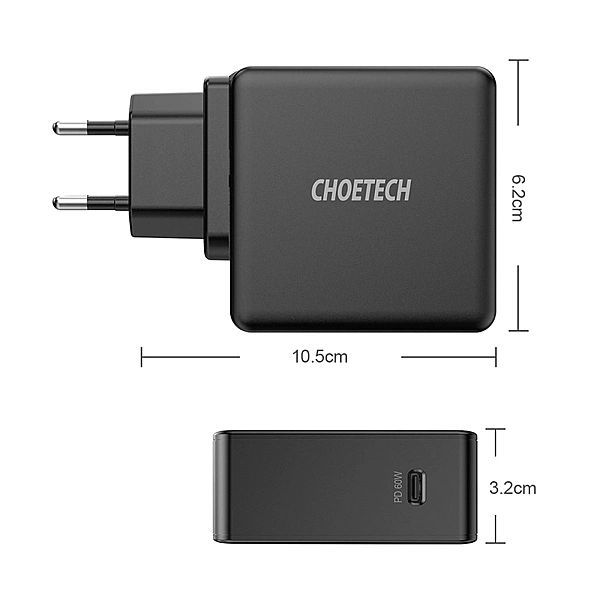Choetech szybka ładowarka sieciowa Usb Typ C Pd 60w 3a czarny (q4004-e